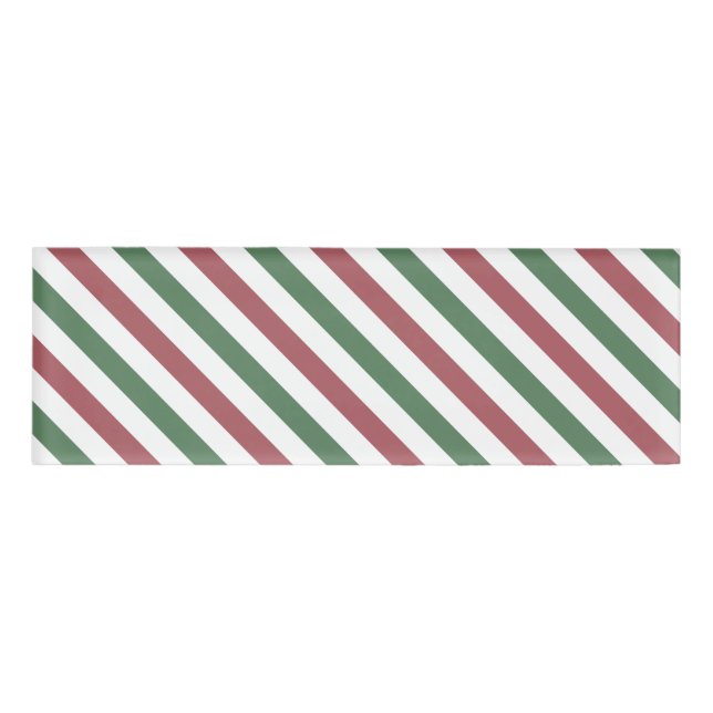 Customisable Christmas Stripes Name Tag (Front)