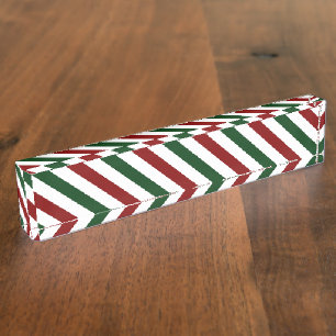 Customisable Christmas Stripes Nameplate