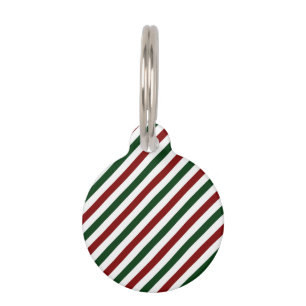 Customisable Christmas Stripes Pet Tag
