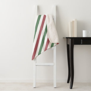 Customisable Christmas Stripes Sherpa Blanket