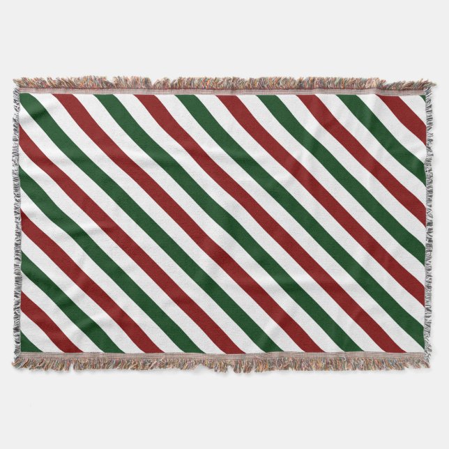 Customisable Christmas Stripes Throw Blanket (Front)