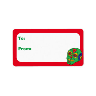 Customisable Christmas Sugar Skull Label