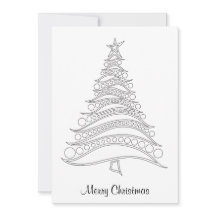 Customisable Christmas Tree Holiday Card to Colour