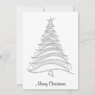 Customisable Christmas Tree Holiday Card to Colour
