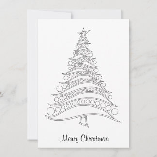 Customisable Christmas Tree Holiday Card to Colour