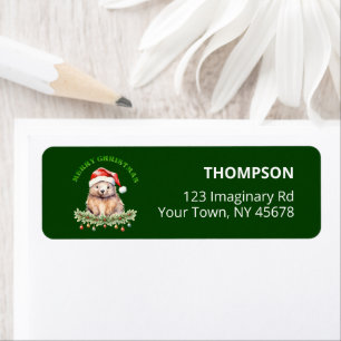 Customisable Christmas Wombat Green Return Label Return Address Label