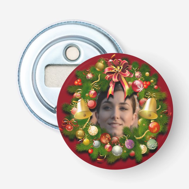 Customisable Christmas Wreath Bottle Opener (Front)