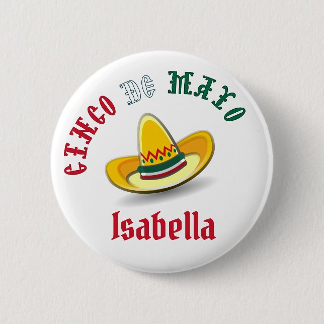 Customisable Cinco de Mayo May 5 Fiesta 6 Cm Round Badge (Front)