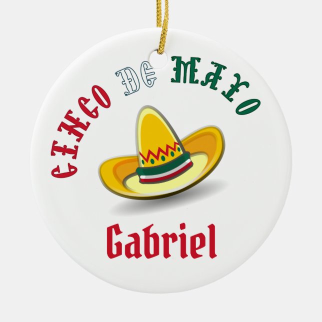 Customisable Cinco de Mayo May 5 Fiesta Ceramic Ornament (Front)