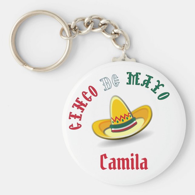 Customisable Cinco de Mayo May 5 Fiesta Key Ring (Front)