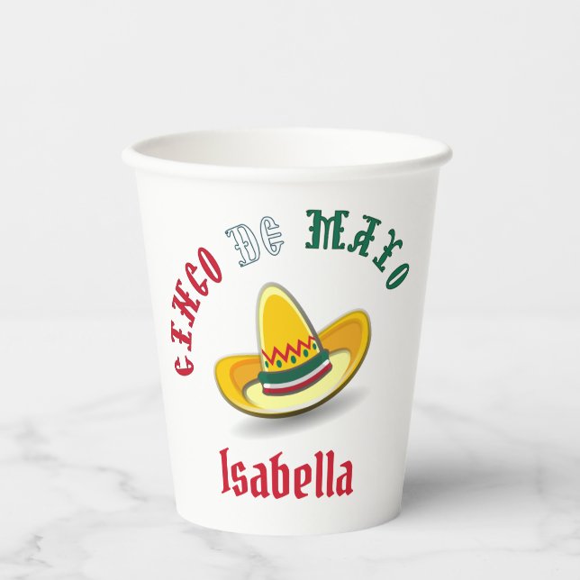 Customisable Cinco de Mayo May 5 Fiesta Paper Cups (Front)