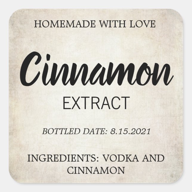 Customisable Cinnamon Extract Label BL_01sqBK (Front)