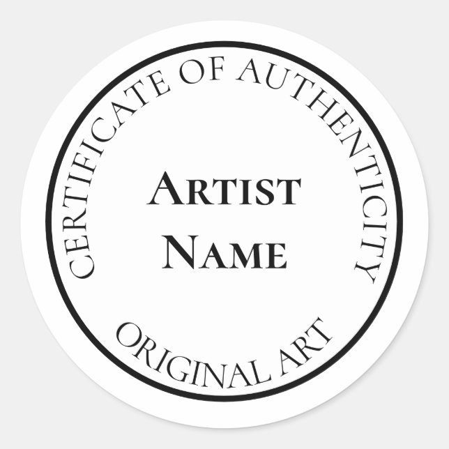 Customisable Circle Certificate of Authenticity Classic Round Sticker (Front)