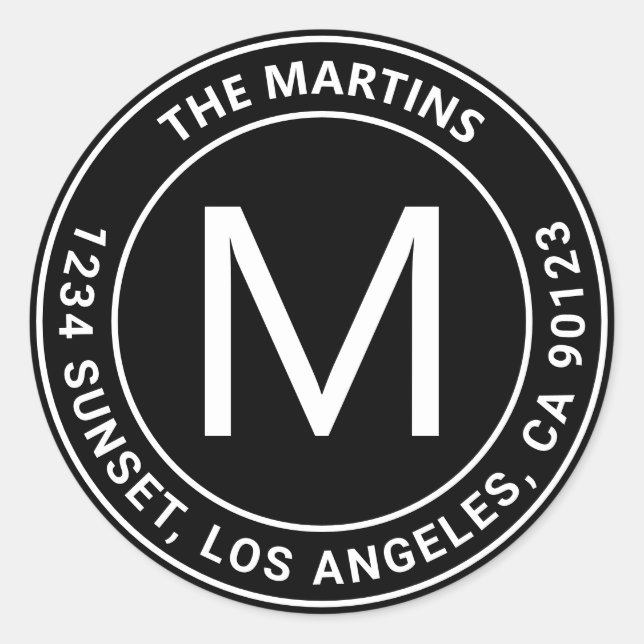 Customisable Circular Text Return Address Classic Round Sticker (Front)