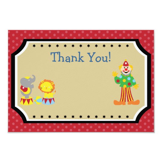 Customisable Circus Birthday Party Thank You Card