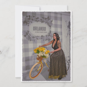 Customisable City Name Bicycle Art – Vintage Style Holiday Card