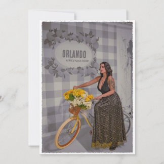 Customisable City Name Bicycle Art – Vintage Style Holiday Card