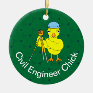 Customisable Civil Engineering Chick Ceramic Ornament