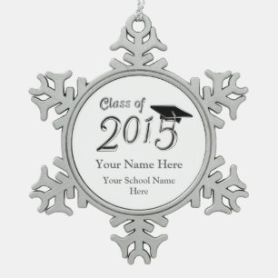 Customisable Class of 2015 Snowflake Pewter Christmas Ornament
