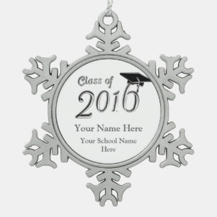 Customisable Class of 2016 Snowflake Pewter Christmas Ornament