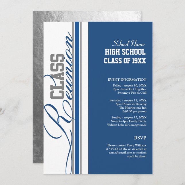 Customisable Class Reunion Invitations (Front/Back)