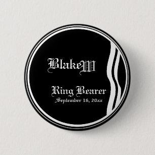Customisable Classic Black and White Ring Bearer 6 Cm Round Badge