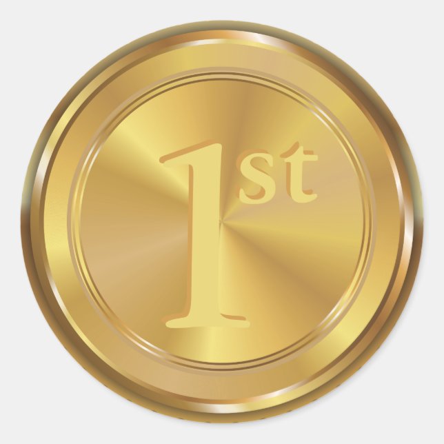 Customisable Classic Gold Medal. Classic Round Sticker (Front)