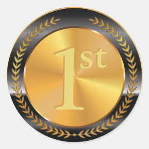 Customisable Classic Gold Medal. Round Sticker
