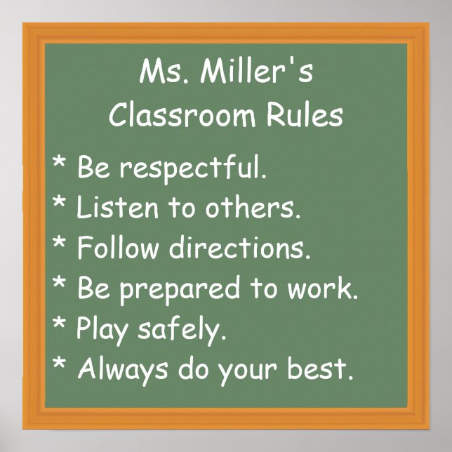 Customisable Classroom Rules Poster (Front)
