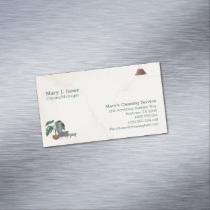 Customisable Cleaning Service Home Eight Line  Magnetic Business Card
