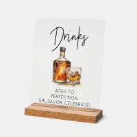 Customisable Clear Acrylic Whiskey Bar Drinks Sign