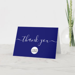 Customisable client Appreciation Blue White Chic Thank You Card
