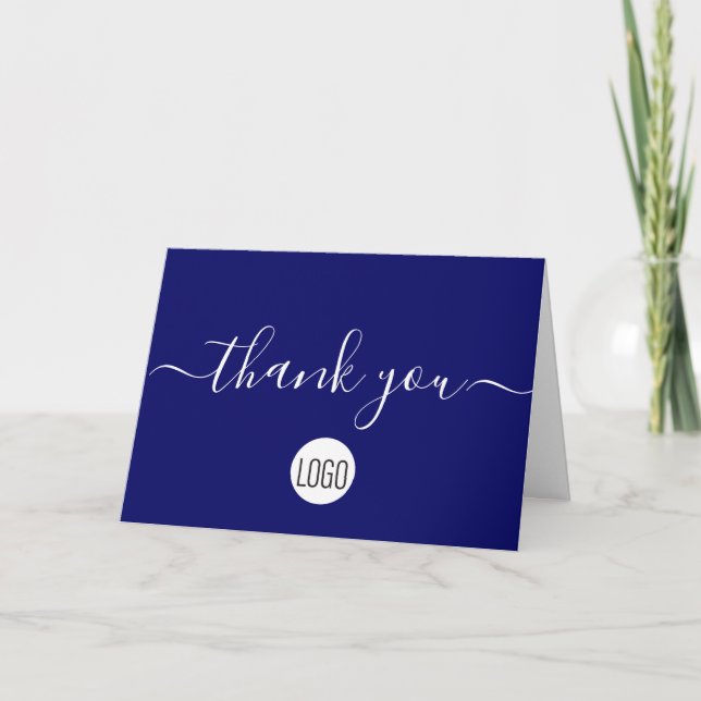 Customisable client Appreciation Blue White Chic Thank You Card (Front)