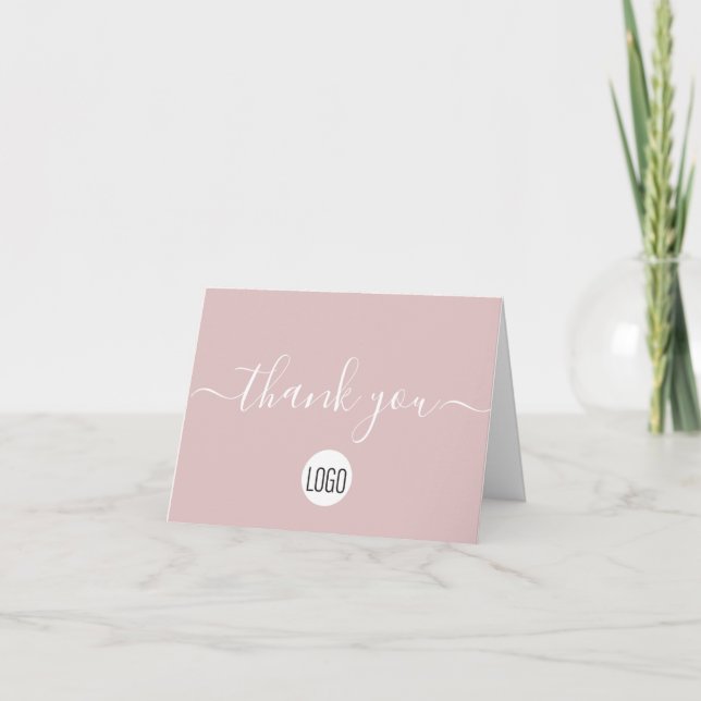 Customisable client Appreciation Blush Pink Script Thank You Card (Front)