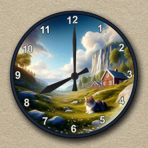 Customisable Clock With a Norwegian Forest Cat