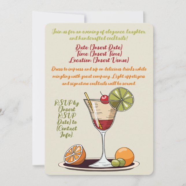 Customisable Cocktail Party Invitation (Front)