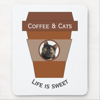 Customisable Coffee & Cats - Life is Sweet Mouse Pad