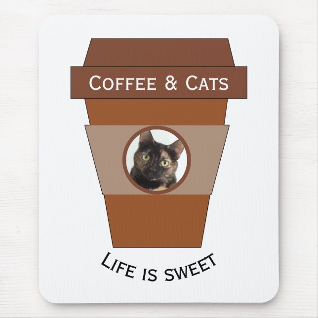 Customisable Coffee & Cats - Life is Sweet Mouse Pad (Front)