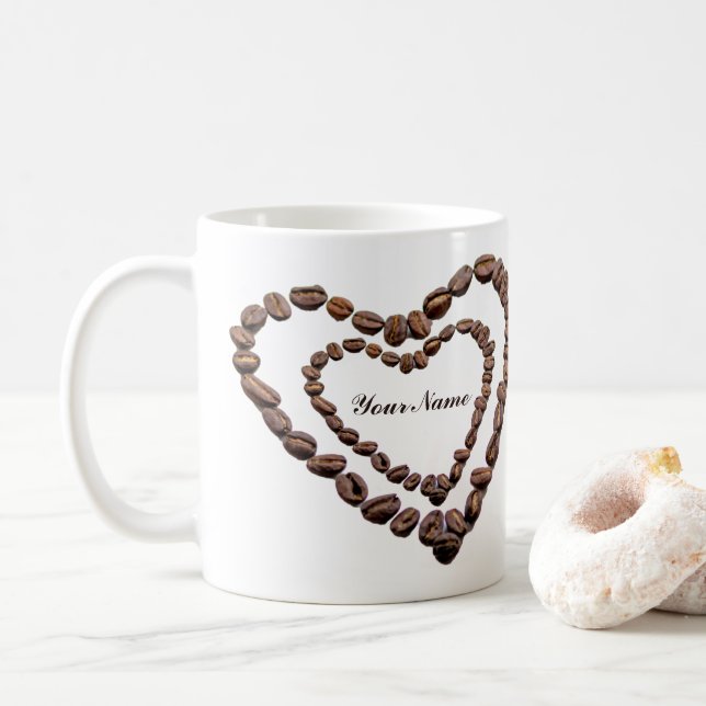 Customisable Coffeeholic mug coffee beans love! (With Donut)