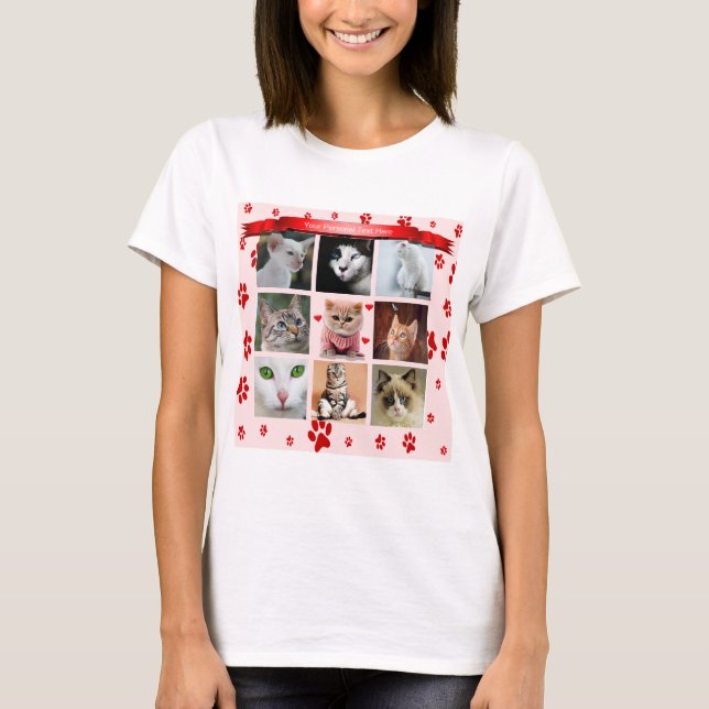 Customisable Collage Photo For Cats T-Shirt (Front)