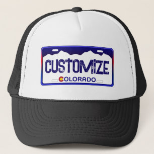 Customisable Colorado blue license plate hat