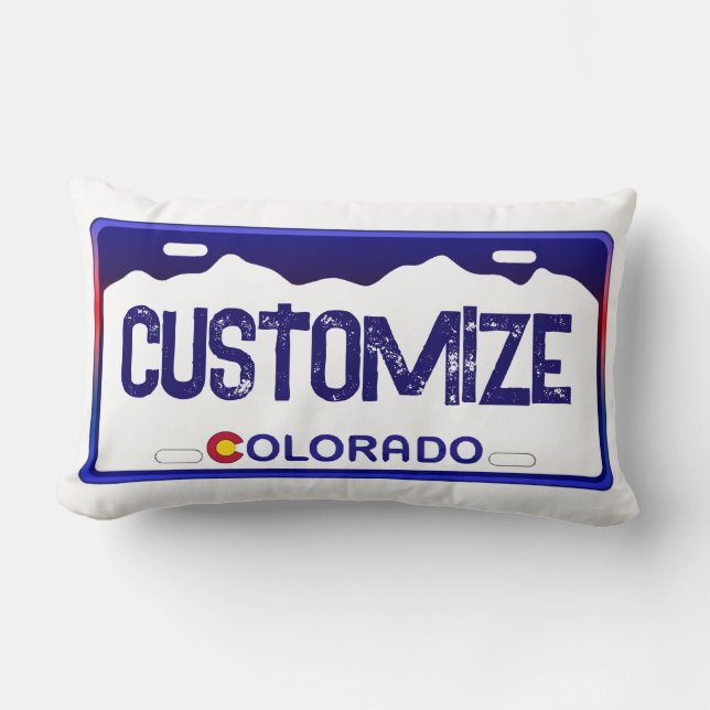 Customisable Colorado blue license plate pillow (Front)
