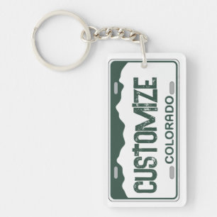 Customisable Colorado license plate green keychain