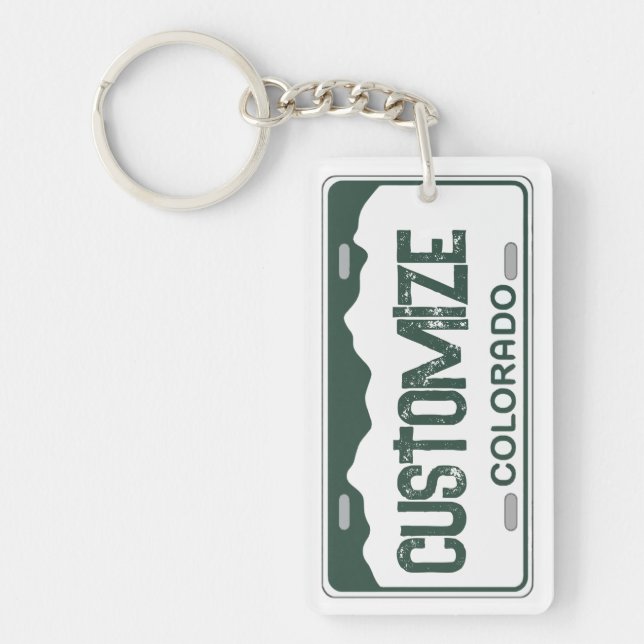 Customisable Colorado license plate green keychain (Front)