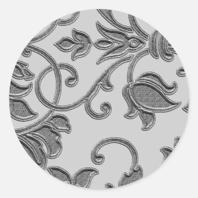 Customisable Colour Damask Classic Round Sticker (Front)