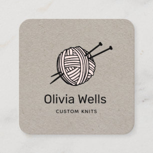 Customisable Colour Knitters Knitting Crochet Ball Square Business Card