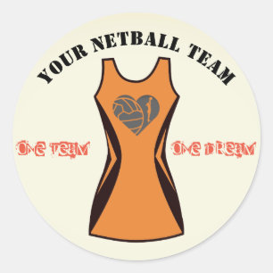 Customisable Colour Personalised Netball Team Classic Round Sticker