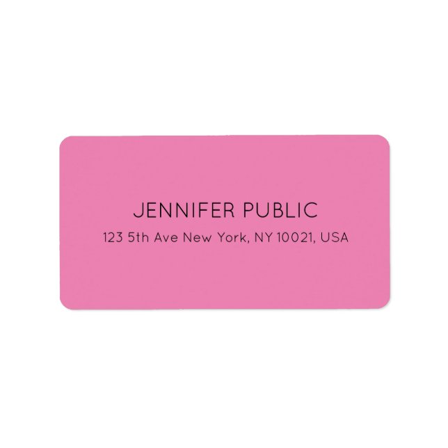 Customisable Colour & Text Pink Template Address Label (Front)