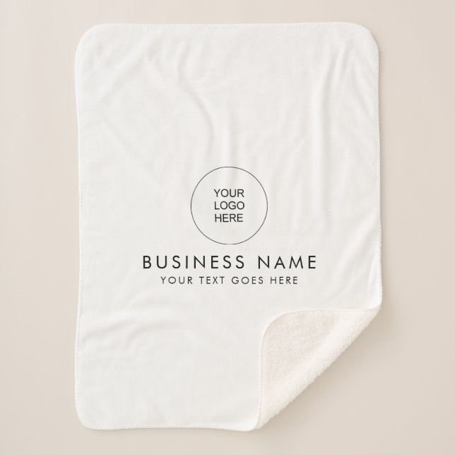Customisable Colour Text Your Business Logo Cute Sherpa Blanket (Front)