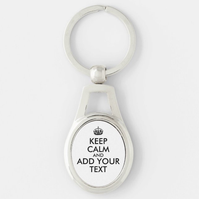 Customisable Colour Words Keep Calm Keychain Oval (Front)